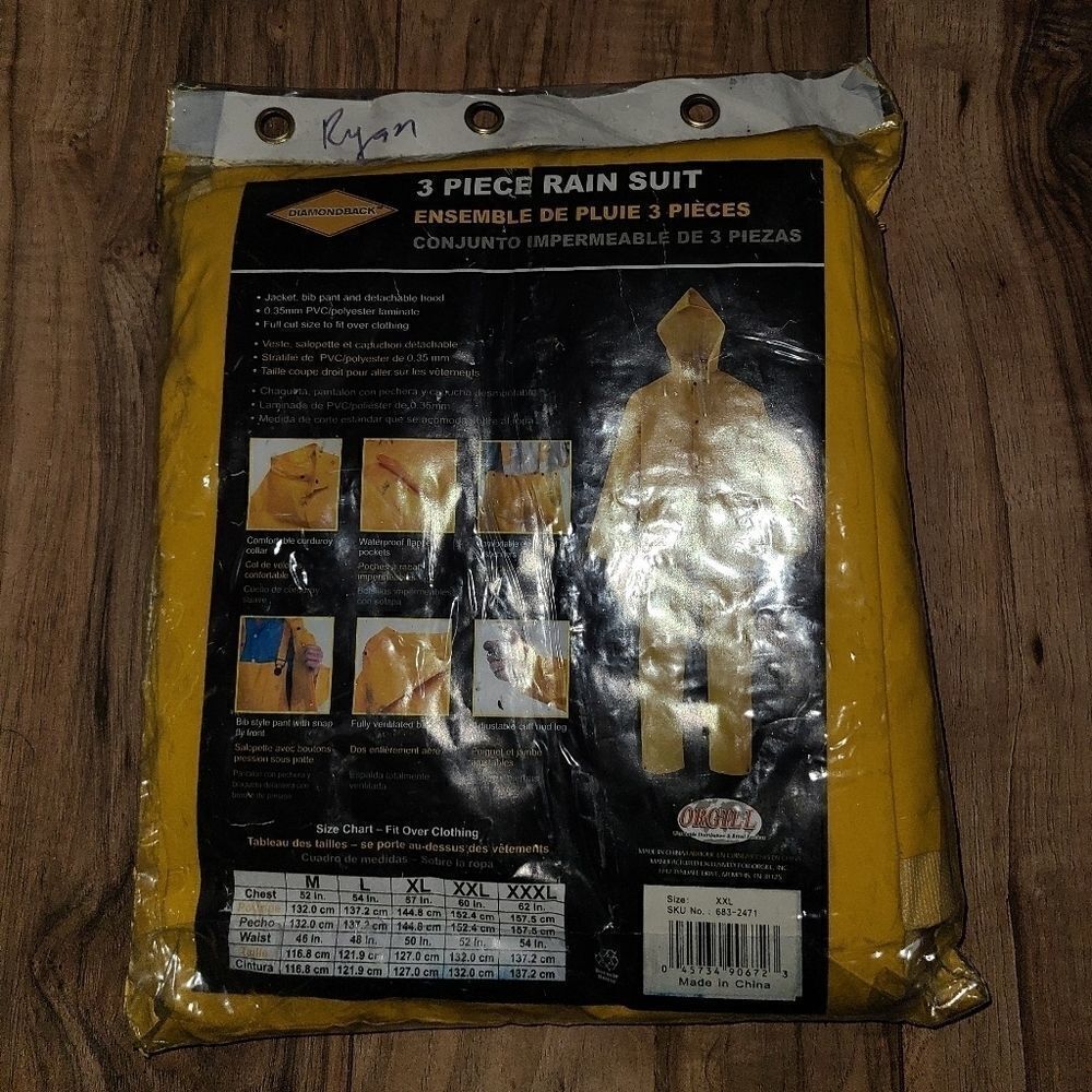 Diamondback 3 Piece Rain Suit Yellow